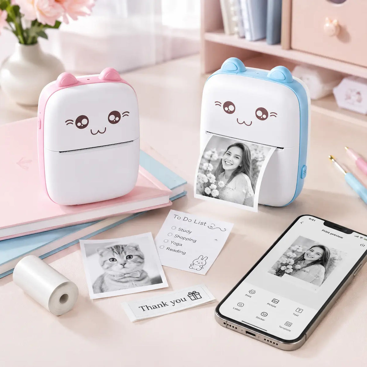 Taşınabilir Mini Termal Yazıcı — Kablosuz, Mürekkepsiz
