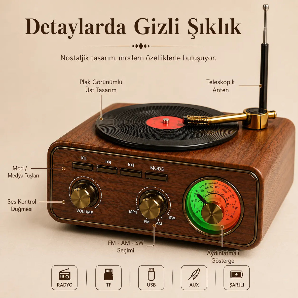 Pikap Görünümlü Nostaljik Bluetooth Hoparlör - Radyo