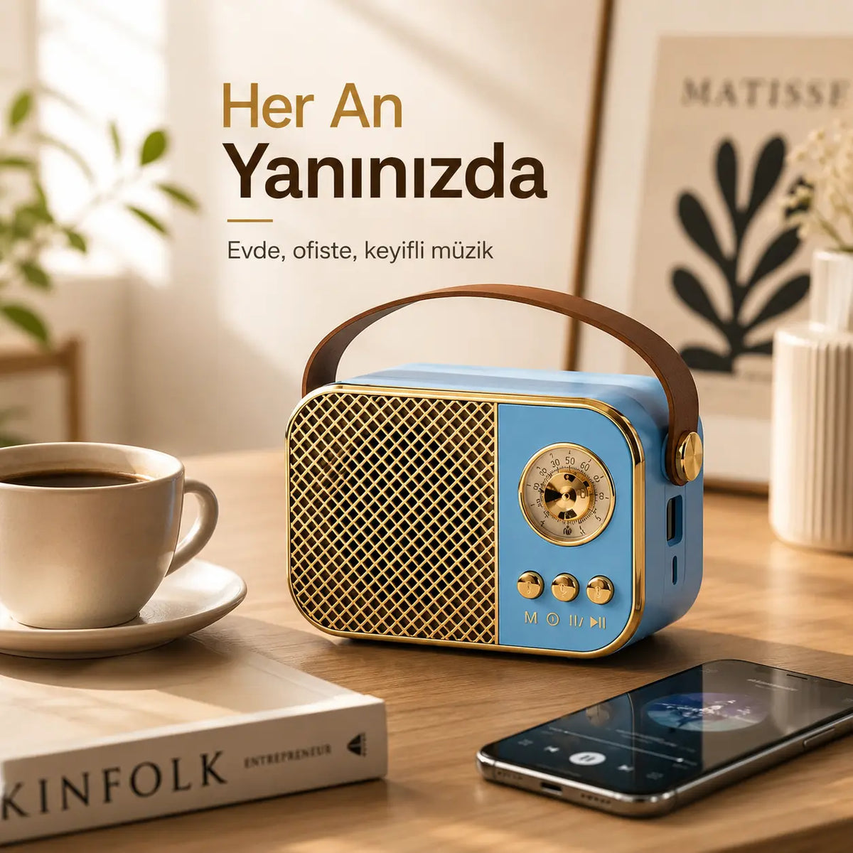 M24 Retro Bluetooth Hoparlör — FM Radyo, USB/TF (Şarjlı)
